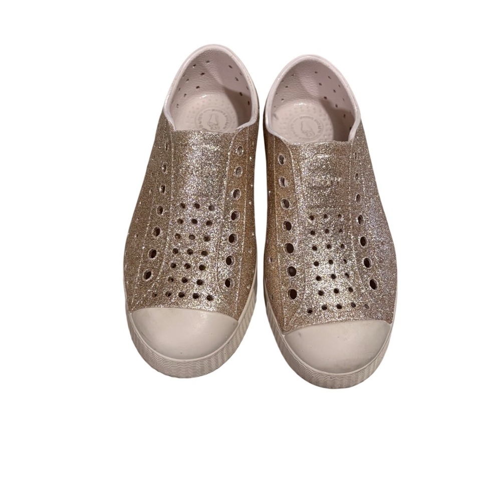 Native Jefferson Bling Kids Size C13 Gold Glitter Slip On Water Shoes EUC